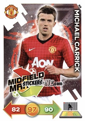 Sticker Michael Carrick - Manchester United 2012-2013. Adrenalyn XL n. 68 - Panini