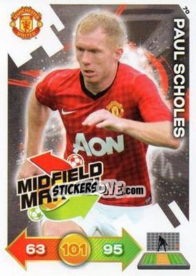 Sticker Paul Scholes - Manchester United 2012-2013. Adrenalyn XL n. 70 - Panini