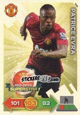 Sticker Patrice Evra - Manchester United 2012-2013. Adrenalyn XL n. 108 - Panini