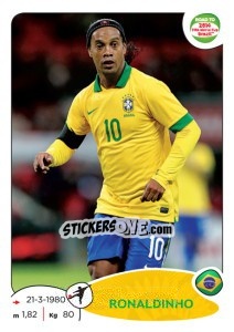 Sticker Ronaldinho - Road to 2014 FIFA World Cup Brazil n. 14 - Panini
