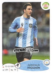 Sticker Gonzalo Higuaín - Road to 2014 FIFA World Cup Brazil n. 70 - Panini