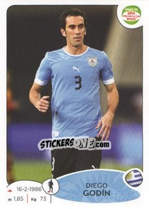Sticker Diego Godin - Road to 2014 FIFA World Cup Brazil n. 76 - Panini