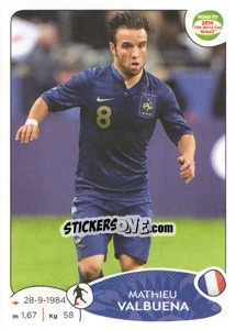 Sticker Mathieu Valbuena - Road to 2014 FIFA World Cup Brazil n. 102 - Panini