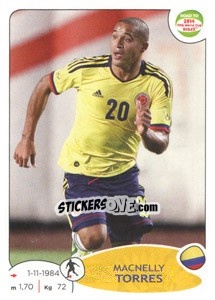 Sticker Macnelly Torres - Road to 2014 FIFA World Cup Brazil - Panini