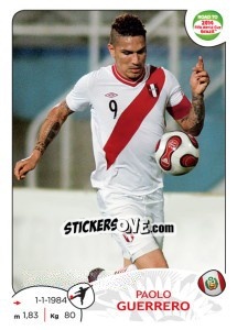 Sticker Paolo Guerrero - Road to 2014 FIFA World Cup Brazil n. 227 - Panini