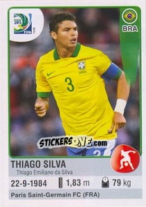 Sticker Thiago Silva - FIFA Confederation Cup Brazil 2013 n. 38 - Panini