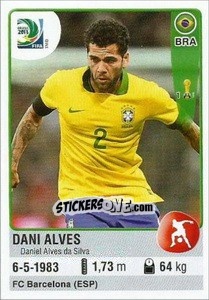 Sticker Dani Alves - FIFA Confederation Cup Brazil 2013 n. 41 - Panini
