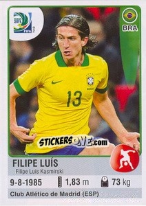 Cromo Filipe Luís - FIFA Confederation Cup Brazil 2013 - Panini