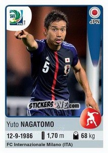Sticker Yuto Nagatomo - FIFA Confederation Cup Brazil 2013 n. 66 - Panini