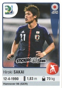 Sticker Hiroki Sakai - FIFA Confederation Cup Brazil 2013 n. 69 - Panini