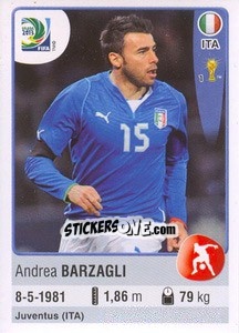 Sticker Andrea Barzagli - FIFA Confederation Cup Brazil 2013 n. 116 - Panini