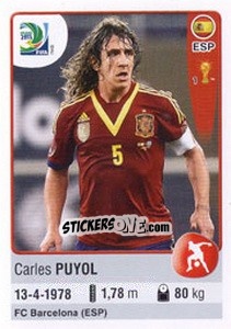 Figurina Carles Puyol - FIFA Confederation Cup Brazil 2013 - Panini