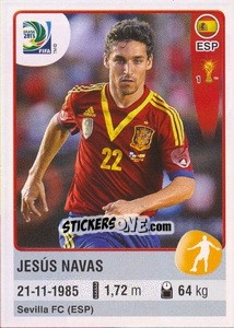 Cromo Jesús Navas - FIFA Confederation Cup Brazil 2013 - Panini