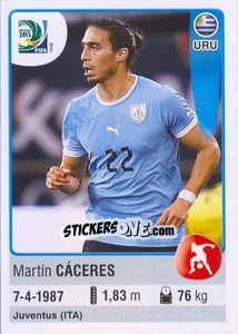 Cromo Martín Cáceres - FIFA Confederation Cup Brazil 2013 - Panini