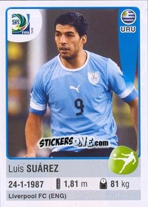 Sticker Luis Suárez - FIFA Confederation Cup Brazil 2013 n. 184 - Panini
