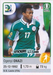 Figurina Ogenyi Onazi - FIFA Confederation Cup Brazil 2013 - Panini