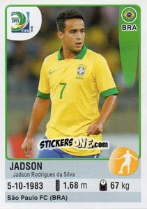 Figurina Jadson - FIFA Confederation Cup Brazil 2013 - Panini