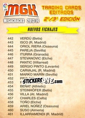 Sticker Nuevos Fichajes - Liga BBVA 2013-2014. Megacracks n. CHL-1 - Panini