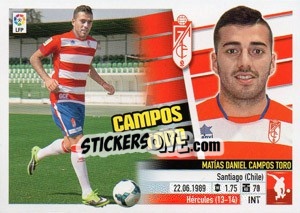 Sticker Campos Toro (6B) Colocas - Liga Spagnola 2013-2014 - Colecciones ESTE