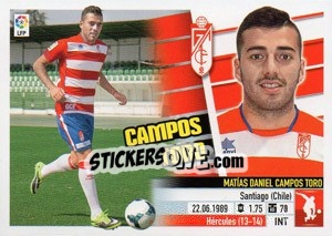 Sticker Campos Toro (6B) Colocas - Liga Spagnola 2013-2014 n. 325 - Colecciones ESTE