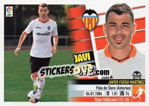 Cromo 9 Javi Fuego (Valencia C.F.) - Liga Spagnola 2013-2014 - Colecciones ESTE