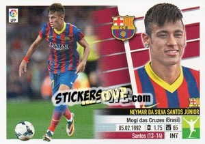 Sticker 1 Neymar (F.C. Barcelona) Doble imagen - Liga Spagnola 2013-2014 n. 745 - Colecciones ESTE