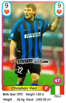Sticker Christian Vieri - Football Stars New Season 2002 - Akas Akbalik
