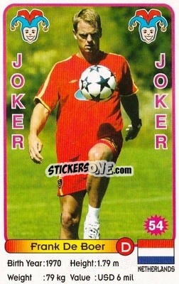 Sticker Frank De Boer - Football Stars New Season 2002 - Akas Akbalik
