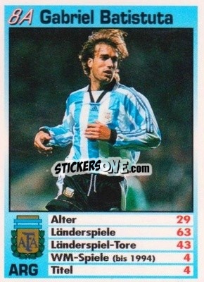 Sticker Gabriel Batistuta - France 1998 Quartett n. 8A - BRAVO SPORT