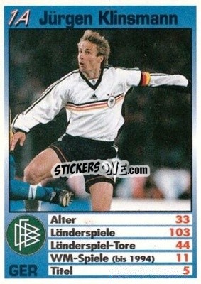 Sticker Jurgen Klinsmann - France 1998 Quartett n. 1A - BRAVO SPORT