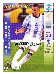 Cromo Gabriel Mercado - Mundial en accion 2018 - Editora Figurinha
