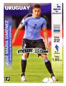 Sticker Jose Maria Gimenez - Mundial en accion 2018 - Editora Figurinha
