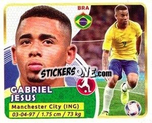 Sticker Gabriel Jesus - Copa Mundial Russia 2018 n. 317 - GOL
