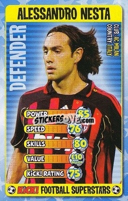 Sticker Alessandro Nesta - Football Superstars 2007 n. 11 - Kick!