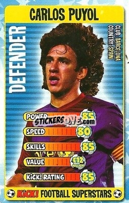Sticker Carles Puyol - Football Superstars 2007 n. 7 - Kick!