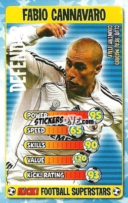 Sticker Fabio Cannavaro - Football Superstars 2007 n. 8 - Kick!