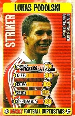 Sticker Lukas Podolski - Football Superstars 2007 - Kick!