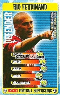 Sticker Rio Ferdinand - Football Superstars 2007 n. 10 - Kick!