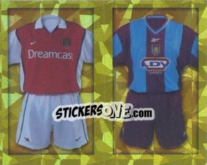 Sticker Home Kits Arsenal/Aston Villa (a/b) - Premier League Inglese 1999-2000 n. 263 - Merlin