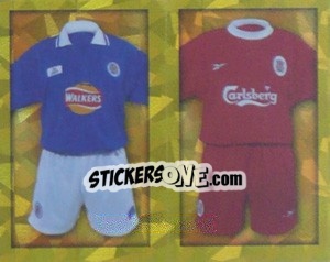 Figurina Home Kits Leicester City/Liverpool (a/b) - Premier League Inglese 1999-2000 - Merlin