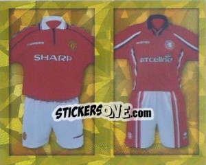 Sticker Home Kits Manchester United/Middlesbrough (a/b) - Premier League Inglese 1999-2000 n. 268 - Merlin