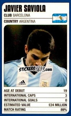 Sticker Javier Saviola - World Cup Stars 2002 n. 2 - MATCH