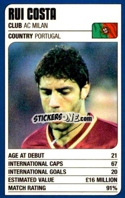 Sticker Rui Costa - World Cup Stars 2002 n. 30 - MATCH