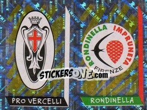 Sticker Scudetto Pro Vercelli/Rondinella (a/b) - Calciatori 1999-2000 n. 723 - Panini