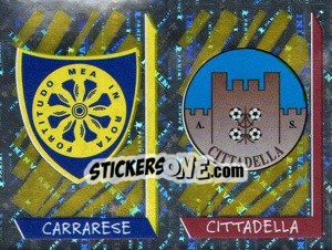 Sticker Scudetto Carrarese/Cittadella (a/b) - Calciatori 1999-2000 n. 667 - Panini