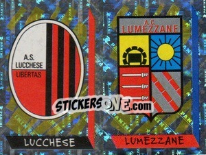 Sticker Scudetto Lucchese/Lumezzane (a/b) - Calciatori 1999-2000 n. 676 - Panini