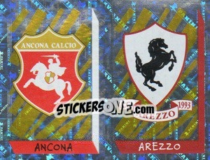 Sticker Scudetto Ancona/Arezzo (a/b) - Calciatori 1999-2000 n. 691 - Panini