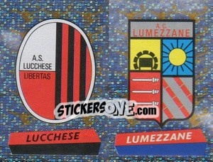 Sticker Scudetto Lucchese/Lumezzane (a/b) - Calciatori 2000-2001 n. 639 - Panini