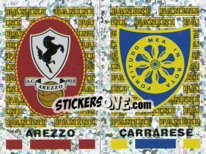 Sticker Arezzo/Carrarese Scudetto (a/b) - Calciatori 2001-2002 n. 617 - Panini