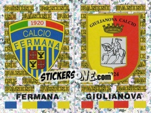 Sticker Fermana/Giulianova Scudetto (a/b) - Calciatori 2001-2002 n. 650 - Panini
